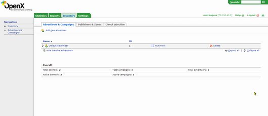 openx广告服务器界面 OpenX interface