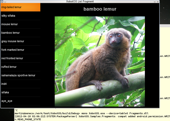 运行在一个Linux 工作站的XobotOS