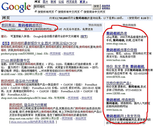 在Google搜索数码相机