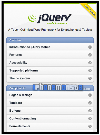 jQuery Mobile:官方的jQuery Mobile开发框架
